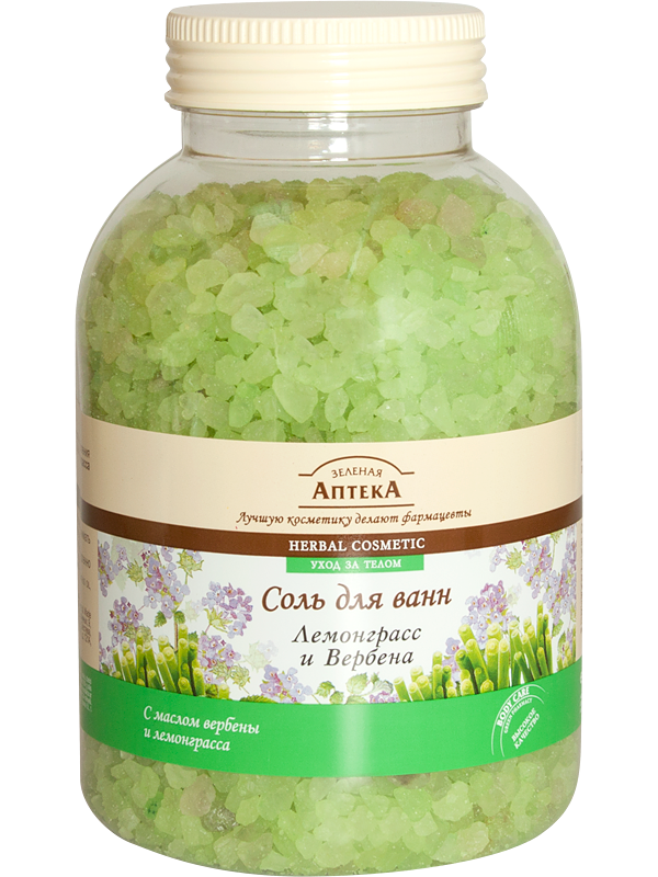 Сіль для ванни Лемонграс та Вербена Зелена аптека Bath Salt Lemongrass and Verbena 1300гр