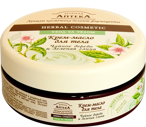 Крем-олія для тіла Чайне дерево та Зелена глина Зелена аптека Cream Oil Body Tea Tree Oil and Green Clay 200мл