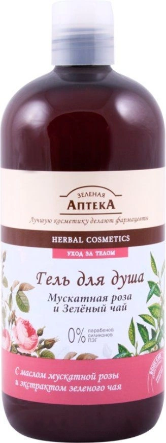 Гель для душу Мускатна троянда та Зелений чай Зелена аптека Shower Gel Muscat Rose and Green Tea 500мл