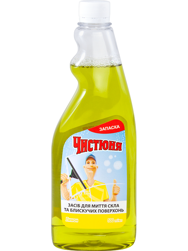 Засіб для миття скла Лимон Чистюня Glass Cleaner Lemon zapaska запаска 500мл