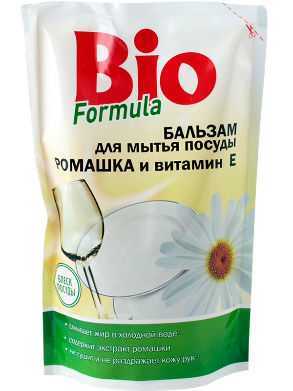 Бальзам для миття посуду Ромашка та вітамін Е BIO Formula Balm for Dishwashing Chamomile and Vitamin E 500мл doy-pack дой-пак
