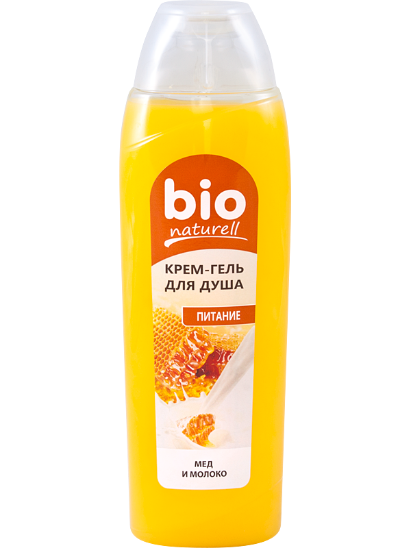 Крем-гель для душу Мед та молоко Bio naturell Cream-Shower Gel Honey and Milk 500мл