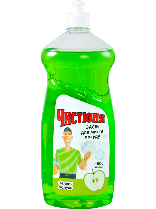 Засіб для миття посуду Зелене яблуко Чистюня Dishwashing Detergent Green Apple 1л