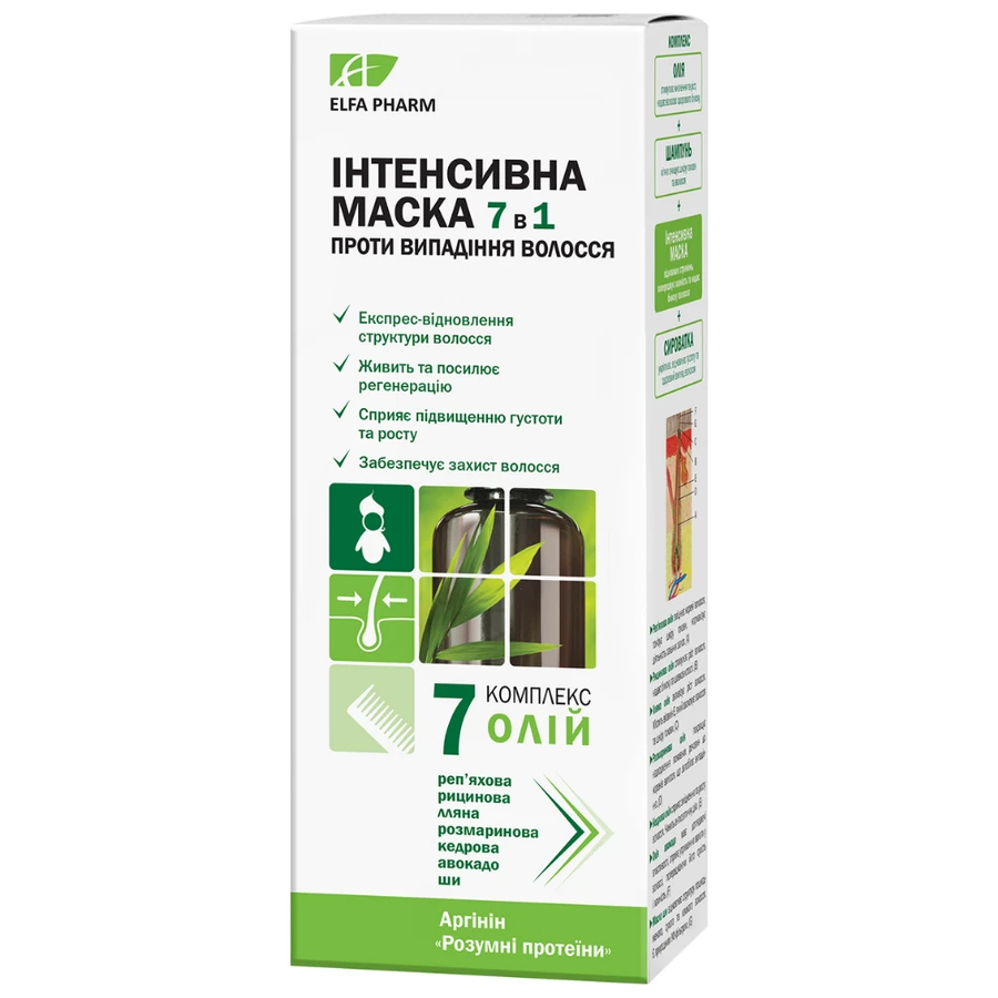 Інтенсивна маска проти випадіння волосся "7 олій" Elfa Pharm 7 Oil Intensive Hair Mask 7in1 200 мл