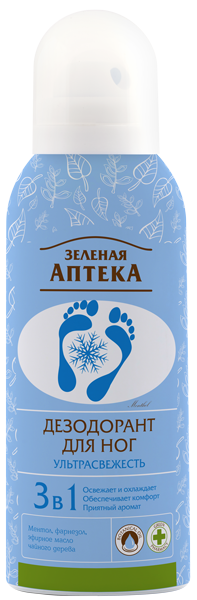 Дезодорант для ніг охолодний Зелена аптека Deodorant Foot Cooling 150 мл