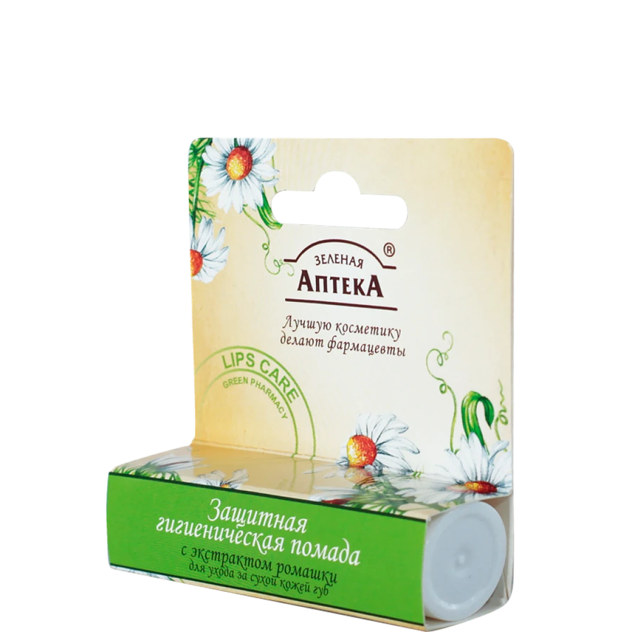 Захисна гігієнічна помада з екстрактом ромашки Зелена аптека Protective Lip Balm With Extract Camomile 3,6г