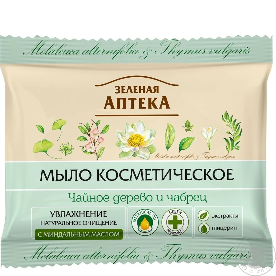 Мило косметичне Чайне дерево та чебрець Зелена аптека Soap Cosmetic Tea Tree and Thyme 75 г