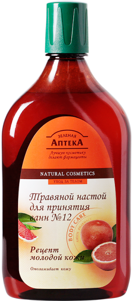 Настій для ванн №12 Рецепт молодої шкіри Зелена аптека Infusion Bath №12 Recipe for Young Skin 580мл