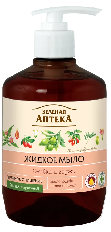 Рідке мило "Оливка та годжі" Зелена аптека Liquid Soap Olives & Goji 460 мл