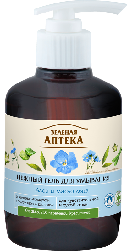 Гель для вмивання Алое та олія льону Зелена аптека Gel for Washing Aloe and Flax Oil 270мл