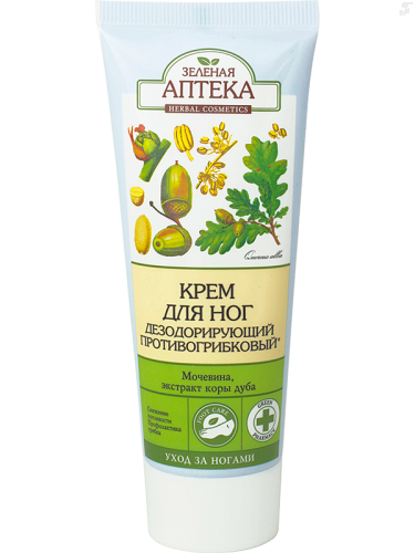 Крем для ніг дезодоруючий протигрибковий Зелена аптека Foot Cream Deodorant Antifungal 75 мл
