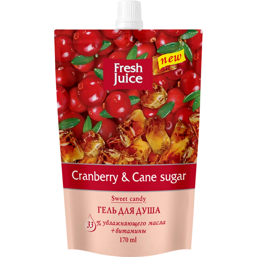 Гель для душу Журавлина та очеретяний цукор Fresh Juice Shower Gel Cranberry and Cane Sugar 170 мл