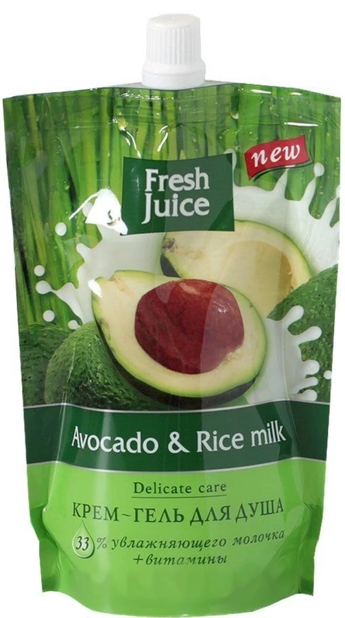 Крем-гель для душу Авокадо та Рисове молоко Fresh Juice Cream-Shower Gel Doypack Avocado and Rice Milk 170мол дой-пак
