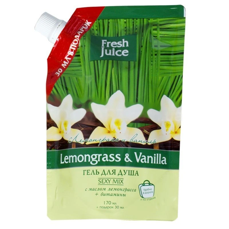 Гель для душу Лемограс та Ваніль Fresh Juice Shower Gel Doypack Lemongrass and Vanilla дой-пак 200мл