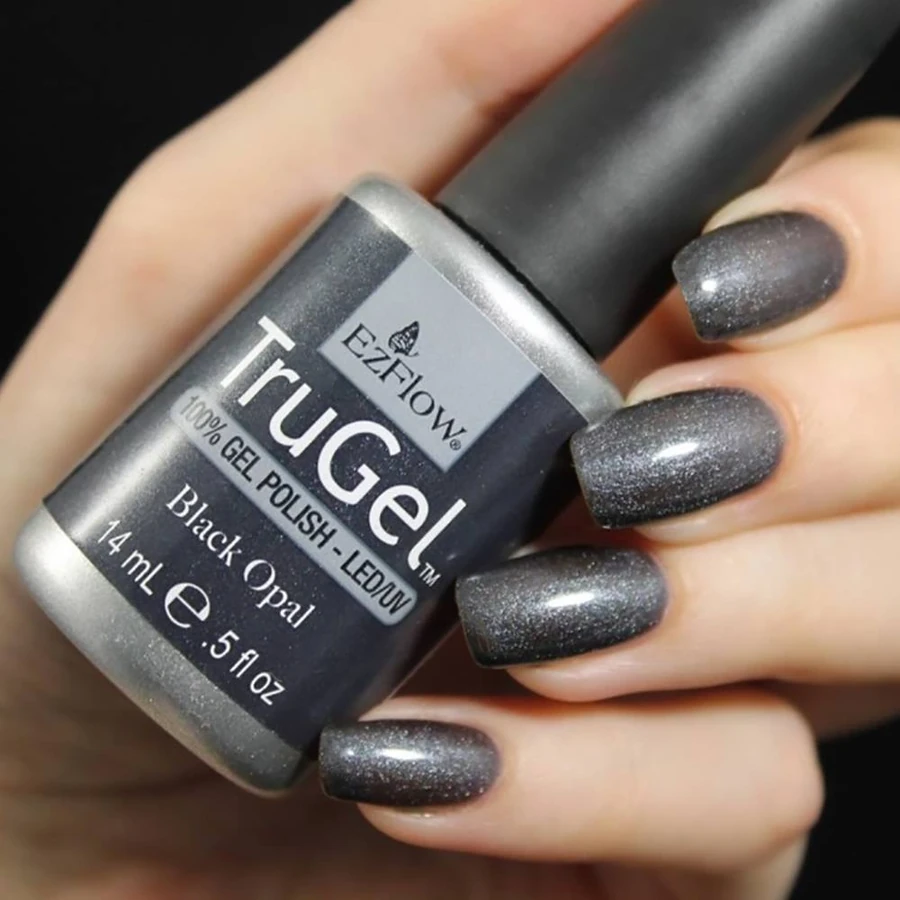 Гель-лак EzFlow TruGel Black Opal сірий із шиммером 14 мл