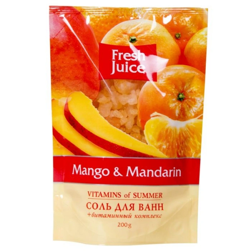Сіль для ванни Манго та Мандарин Fresh Juice Bath Salt Doypack Mango та Mandarin дой-пак 200мл