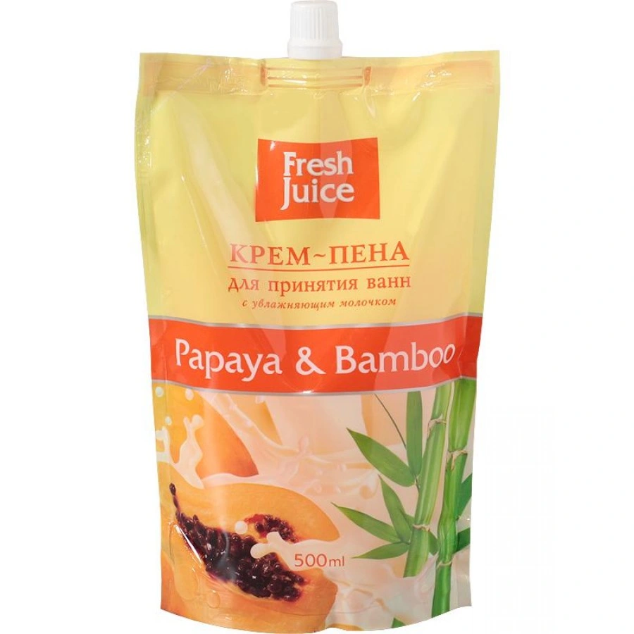 Крем-піна для ванни Папайя та Бамбук Fresh Juice Cream Foam for Bath Doypack Papaya and Bamboo дой-пак 500мл