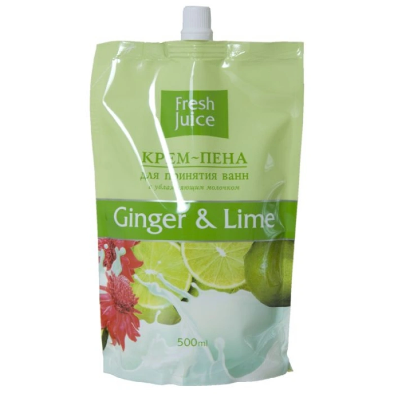 Крем-піна для ванни Імбір та Лайм Fresh Juice Cream Foam for Bath Doypack Ginger and Lime дой-пак 500мл