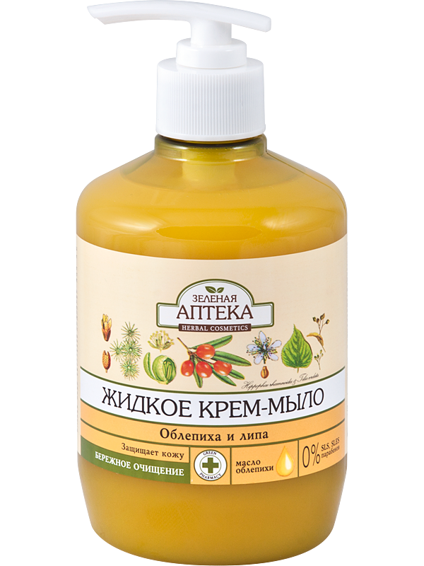 Рідке крем-мило "Обліпиха та липа" Зелена аптека Liquid Soap Sea Buckthorn & Linden 460 мл