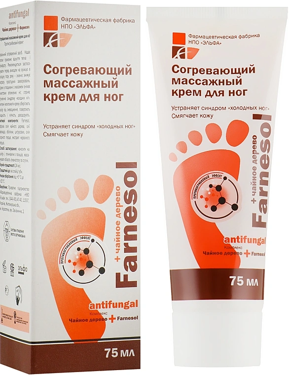 Зігріваючий масажний крем для ніг Farnesol Elfa Pharm Farnesol Foot Cream Massage 75мол