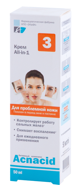 Крем все в одному Acnacid Elfa Pharm Acnacid Cream All-in-1 50 мл