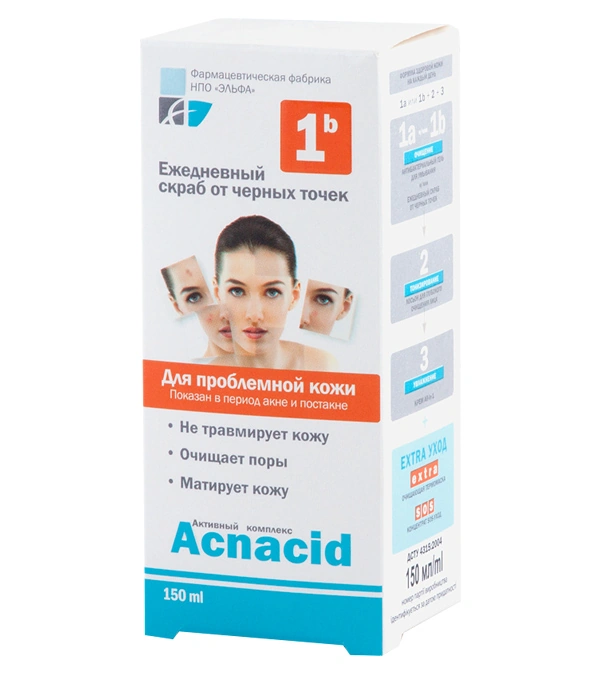 Щоденний скраб від чорних крапок Acnacid Elfa Pharm Acnacid Daily Scrub 150мол