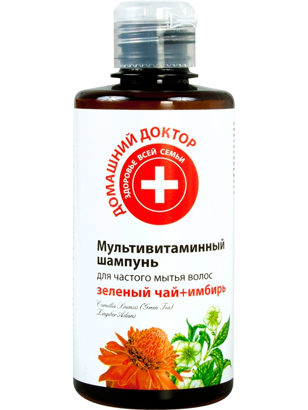 Мультивітамінний шампунь Зелений чай+Імбір Домашний Доктор (The Doctor) Shampoo Multivitamin Green Tea, Ginger 300мл