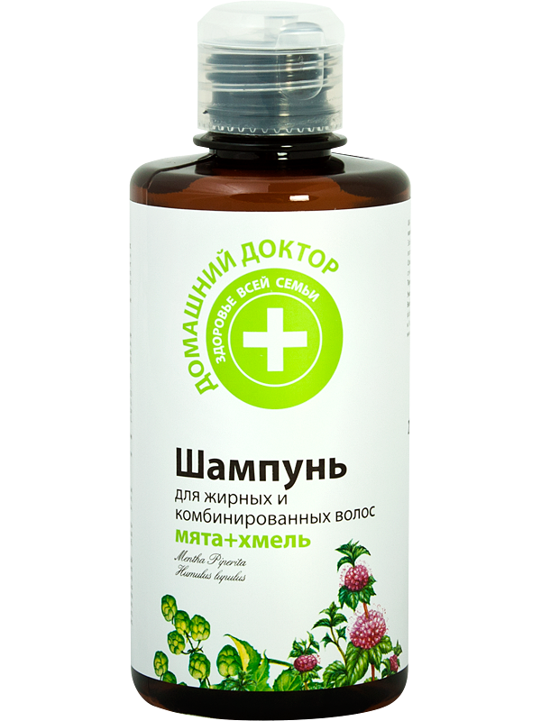 Домашний Доктор (The Doctor) Shampoo Mint, Hops for Oily Hair 300мл