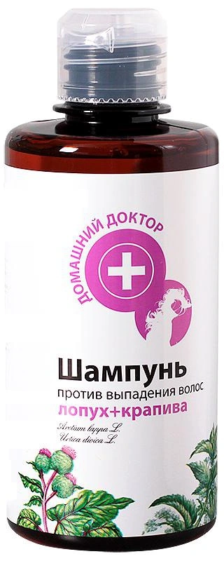Шампунь Лопух+Крапива проти випадіння волосся Домашний Доктор (The Doctor) Shampoo Burdock, Nettle Hair Loss 300мл