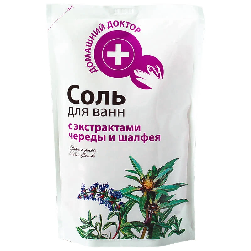 Сіль для ванни з екстрактом череди та шавлії Домашний Доктор (The Doctor) Salt with Succession and Sage doypack дой-пак 500г