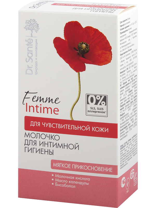 Молочко для інтимної гігієни М`який дотик Dr.Sante Milk для Intimate Hygiene Soft touch для Sensitive Skin 230мл