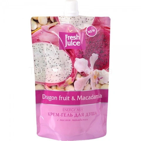 Крем-гель для душу Драконів фрукт та Макадамія Fresh Juice Cream-Shower Gel Doypack Dragon fruit and Macadamia дой-пак 170мл