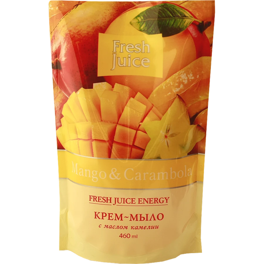 Крем-мило з олією камелії Манго та Карамбола Fresh Juice Cream Soap Doypack Mango та Carambola дой-пак 460мл
