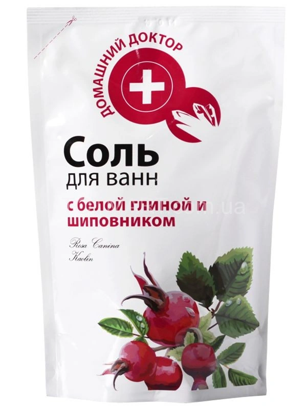 Сіль для ванни з білою глиною та шипшиною Домашний Доктор (The Doctor) Salt with White Clay and Rosehip doypack дой-пак 500г