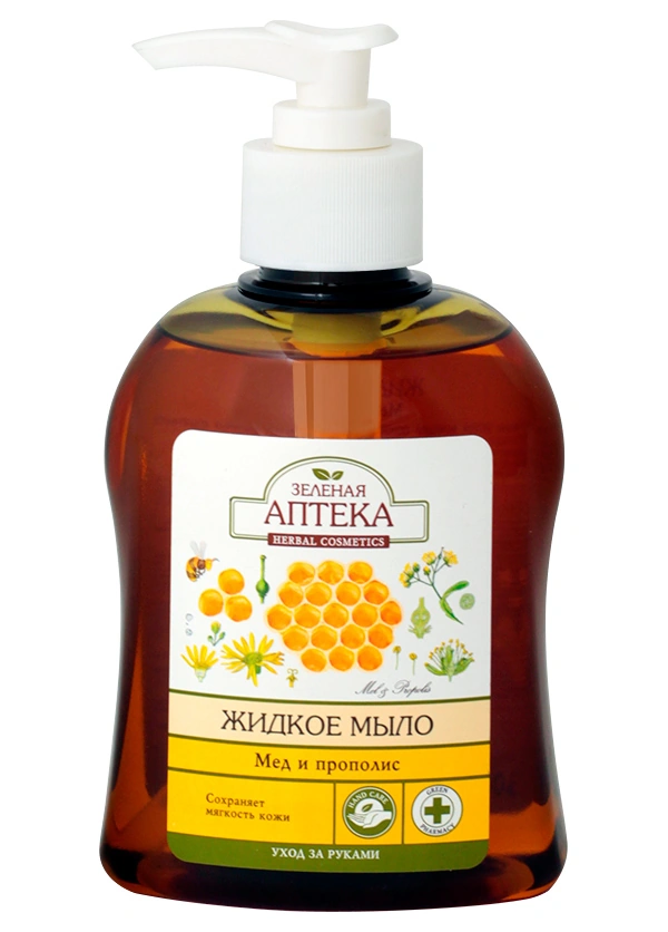 Рідке мило для рук Мед та Прополіс Зелена аптека Liquid Soap Honey and Propolis 300мл