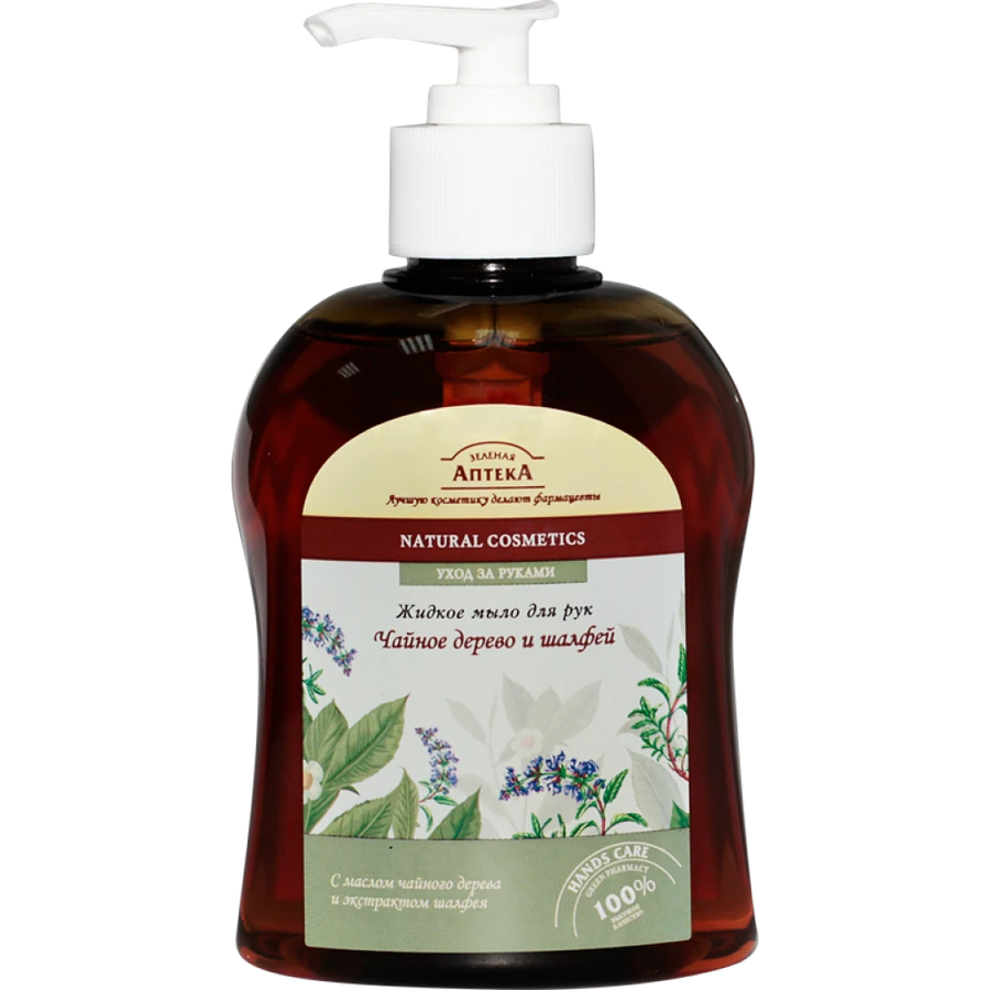 Рідке мило для рук Чайне дерево та Шавлія Зелена аптека Liquid Soap Tea Tree and Sage 300мл