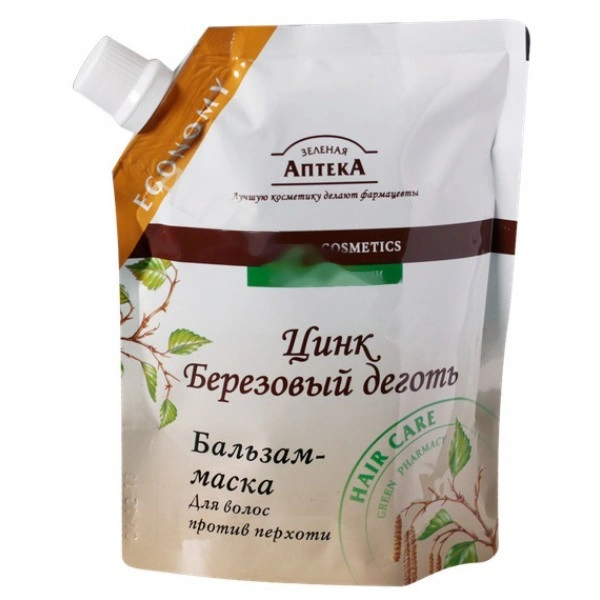 Бальзам-маска Цинк+Березовий дьоготь проти лупи Зелена аптека Balsam Hair Mask Zinc+Tar 200мл doypack дой-пак