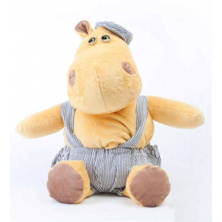 Бегемот Pink Elephant Hippo (beige overalls) бежевий у комбінезоні