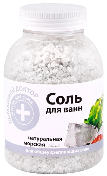 Сіль для ванни натуральна морська Домашний Доктор (The Doctor) Sea Salt, Natural 1000г