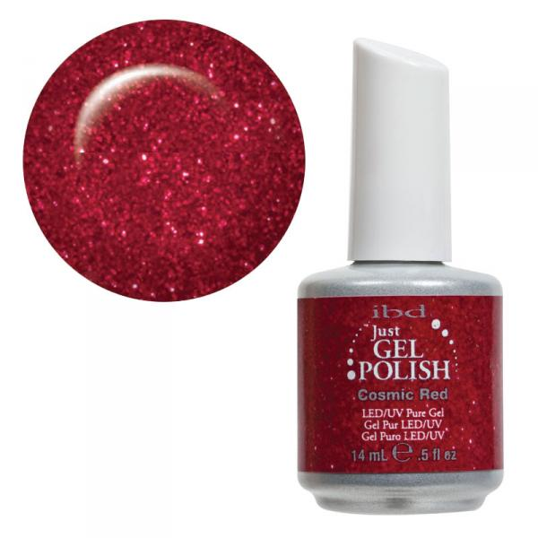 Космічний червоний IBD Just Gel Polish Cosmic Red глибокий темно-червоний із блискітками 14 мл