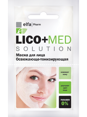 Маска для обличчя освіжаюче-тонізуюча Elfa Pharm Lico+Med Refreshing Mask-Toning 20мол