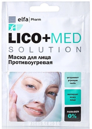 Маска для обличчя протиугрова Elfa Pharm Lico+Med Face Mask Anti-Acne 20мол