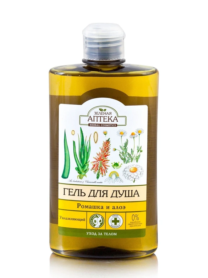 Гель для душу Ромашка та алое Зелена аптека Shower Gel Chamomile and Aloe 400 мл