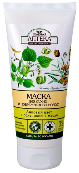 Зелена аптека Hair Mask Linden Flowers and Sea Buckthorn Oil для Dry and Damaged Hair 200мл