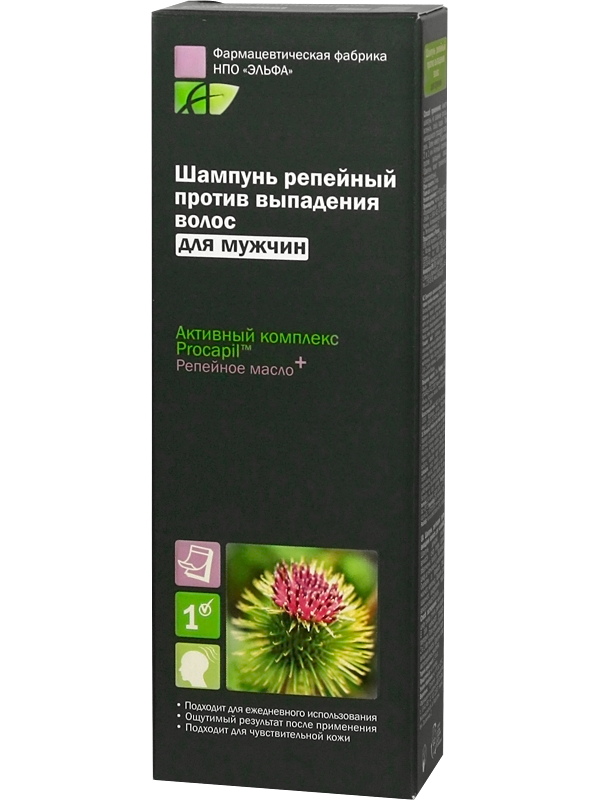 Шампунь реп`яховий проти випадіння волосся Elfa Pharm Men Burdock Shampoo 200мол для чоловіків