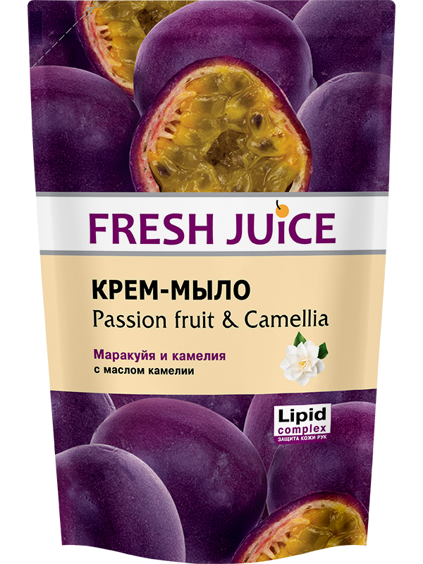 Крем-мило з олією камелії Маракуйя та Камелія Fresh Juice Cream Soap Doypack Passion Fruit and Camellia дой-пак 460мл
