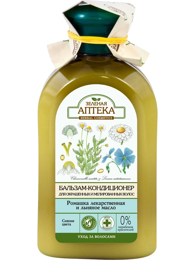 Зелена аптека Balm Conditioner для барвистих і високоякісних речей Chamomile and Flaxseed Oil 300мл