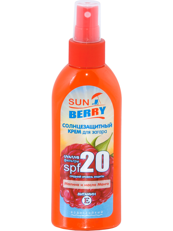 Sun Berry Sun Waterproof Sunblock SPF 20 Raspberries and Mango Oil 150мл