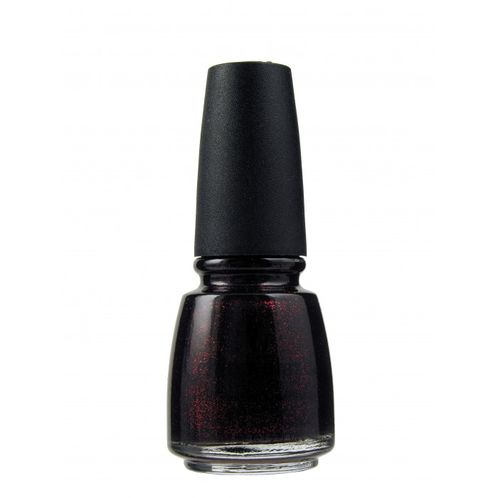 Лак China Glaze Lubu Heels чорний з червоними блискітками 14  мл
