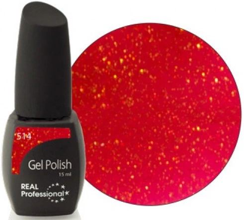 Гель-лак Real Professional Gel Polish №514 12мол червоний із шиммером